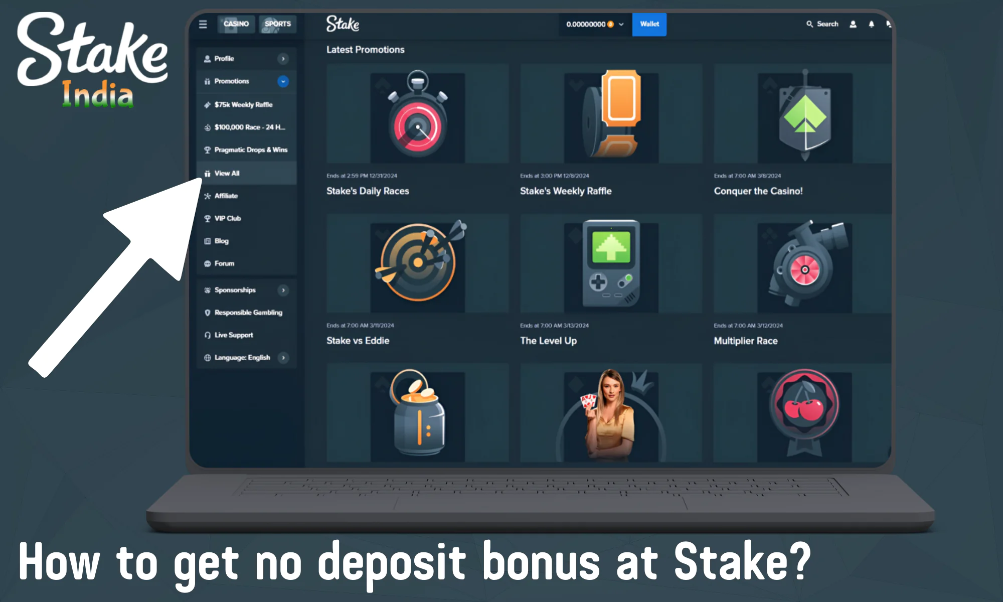 Stake no deposit bonus in India - How to Get